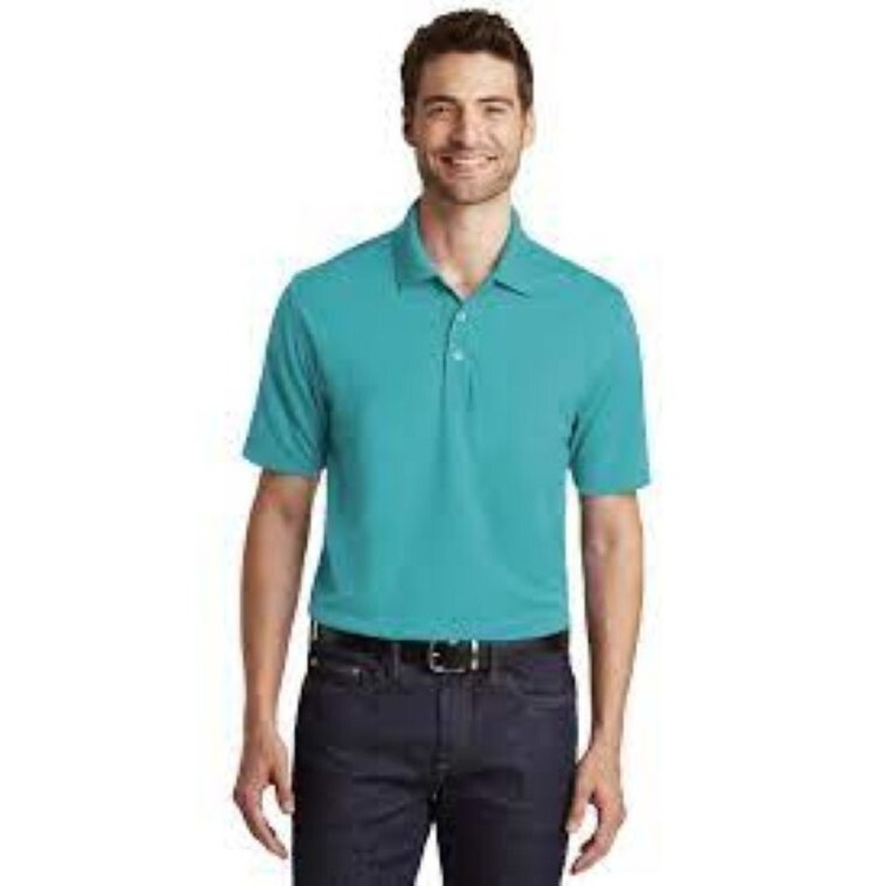 VTG Lands End Men Teal 2X Stretch Polo Shirt Comfort Golf Casual Beach Athletic